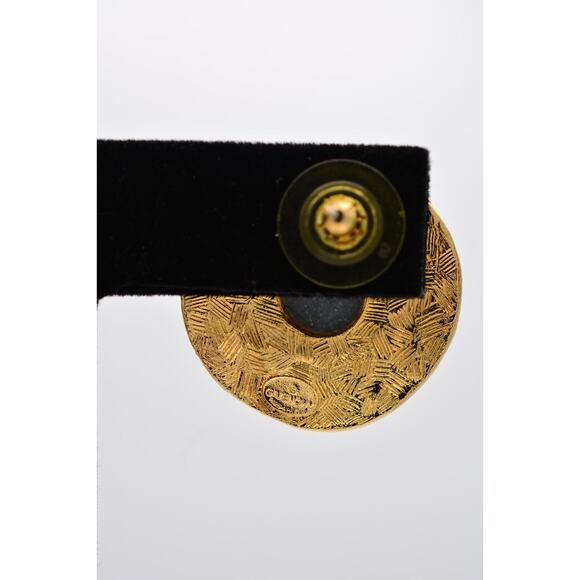 Givenchy Vintage Earrings Lucite Clear Crystal Gold Chunky Signed 1980s BinAO - Picture 9 of 12